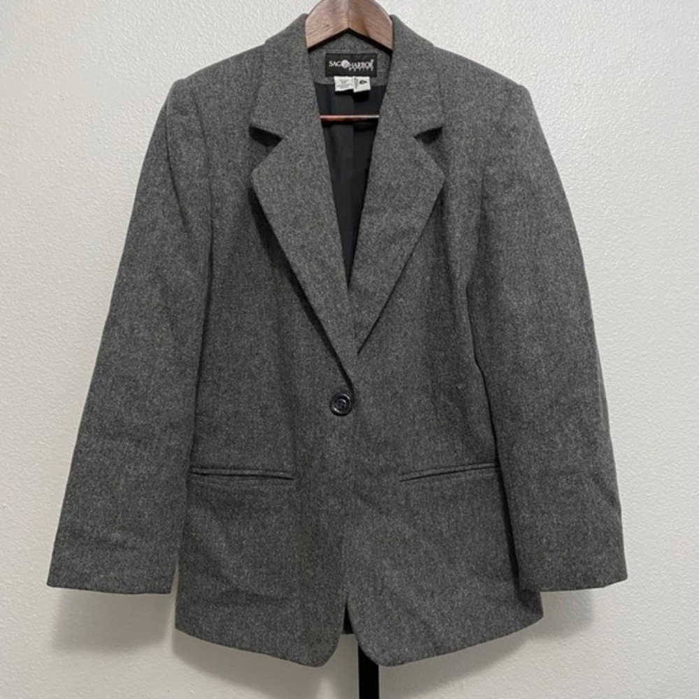 Vintage Wool Blazer Coat Womens 6P Quiet Luxury Old Money Capsule Minimalist